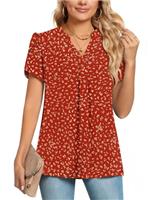 POPYOUNG Womens Summer Casual Chiffon Petal Sleeves Office Blouses V Neck Business Tops Work Shirts