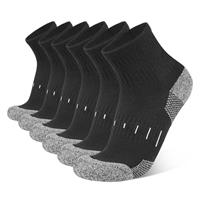 YOJOOM Mens Sports Quarter Ankle Socks Black Anti-Blister Cushioned Trainer Running Athletic Socks for Men 9-12 6-9