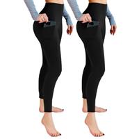 Leafigure 2 Pack Gym Leggings for Women High Waist Opaque Leggings with Pockets for Workout Sport Yoga Running