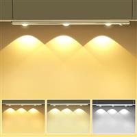 OUILA 44cm Dimmable Under Cabinet Lights with Motion Sensor, 1500mAh Under Cupboard Kitchen Lights 3 Colors & Brightness Adjustable Wireless Wardrobe Light USB Recharge for Wardrobe Counter Decorate