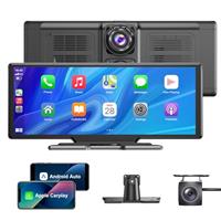ESSGOO A-pple CarPlay & Android Auto, IPS Carplay Screen for Car with 4K Front Dash Cam, 1080P Backup Camera, Wireless CarPlay with Bluetooth 5.0/FM/Siri/G-oogle/Mirror Link/64G TF/AUX