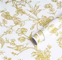 CiCiwind Self Adhesive Wallpaper - White Gold Floral Peel an