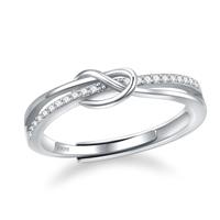 Macachii 925 Sterling Silver Adjustable Rings for Women Engagement Wedding Rings Eternity Promise Cubic Zirconia Crossover Thumb Girls Anniversary Jewellery Gift with Box