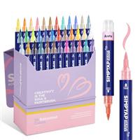 Arrtx Top Valve Action Acrylic Marker Pen, 24/36/48 Colors Simptap Acrylic Paint Pens, Extra Brush Tip, Water Based Paint Markers for Stone