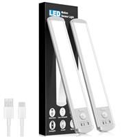 Under Cabinet Kitchen Lights,2 Pack of 6500K Motion Sensor Lights Indoor Dimmable Cupboard Light 2000mAh Rechargeable Wardrobe Lights with Magnetic Strip for Stairs, Wardrobe, Hallway, Kitchen, Garage