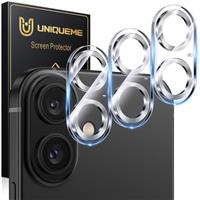 UniqueMe for iPhone 16 Pro/16 Pro Max Camera Lens Protector - 3 Pack Ultra HD Tempered Glass Camera Len Protection Cover [Case Friendly] [Scratch-Resistant] [Night Shooting Mode]-Glitter Sliver