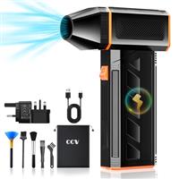 CCV Compressed Air Duster - 130000RPM Electric Air Duster for Cleaning Keyboard&PC 3 Gears Adjustable Rechargeable Cordless Jet Dry Blower Air Blower for Car and Home