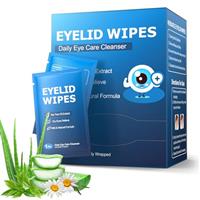 Eyelid Cleansing Wipes for Blepharitis, Tea Tree Oil Eyelid Wipes for Dry Eyes, Itchy & Stye Eyes, Eye Wipes for Sensitive Eyes, Instant Eye Relief for Office, Travel Essentials for Women Men