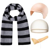 iZoeL Movie Fancy Dress For Kids Adults World Book Day Fancy Dress World Book Day Costumes Wbd Fancy Dress Bald Cap And Striped Scarf Long Nose For Book Week Storybook Character Outfit Kit