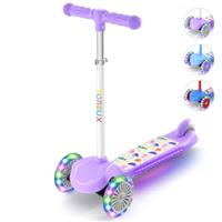 TONBUX Kids Scooter 3 Wheel Scooter for Ages 2-6 with Light-Up Wheels, Adjustable Handlebar, Tilt to Turn Steering, Up to 50KG
