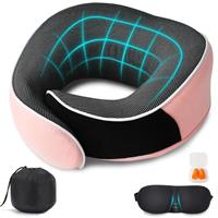 Airplane Pillow, Memory Foam Travel Pillow, 360 Support Neck Pillow for Traveling, Airplane Pillow for Long Flight, Compact And Ergonomic Plane Neck Pillow
