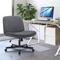 COLAMY Wide Office Chair, Padded Armless Task Vanity Chair Swivel Home Office Desk Chair 115Rocking Mid Back Ergonomic Computer Chair for Home Working, Make Up, Gaming With Wheels, DarkGrey