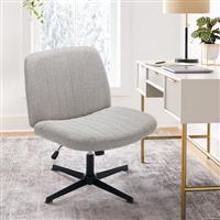 COLAMY Wide Office Chair, Padded Armless Task VanityChair Swivel Home Office Desk Chair 115Rocking Mid Back Ergonomic ComputerChair for Home Working, Make Up, Gaming Cross Base, DarkGrey
