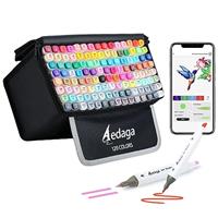 AEDAGA Alcohol Markers with Free App, Brush and Fine Tips Alcohol Pens with Kickstand Case for Adults and Kids, Drawing Markers for Anime Manga Drawing and Sketching