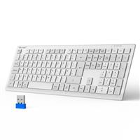 TECKNET Wireless Keyboard, Rechargeable 2.4GHz USB Bluetooth Keyboard for 4 Multi Devices, Ultra Slim Full Size UK Layout Keyboards for Laptop, Computer, Tablet, Smart TV, Phone