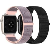 Runostrich Nylon Sport Strap Compatible with Apple Watch Strap 49mm 46mm 45mm 44mm 42mm 41mm 40mm 38mm Women Men, Adjustable Solo Loop Strap for iWatch Series 10 9 8 7 6 5 4 3 SE2 SE Ultra 2 1, 2 Pack