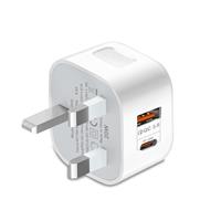 USB C Plug [UKCA Certified] 20W Power Adapter Type-C Fast Charging Plug QC 3.0 Wall Head Charger for iPhone 16 15 14 13 12 11, iPad Pro/Air, Galaxy S24/S23 (UK Plug to USB+Type-C)