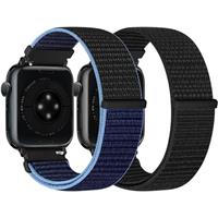 Runostrich Nylon Sport Strap Compatible with Apple Watch Strap 49mm 46mm 45mm 44mm 42mm 41mm 40mm 38mm Women Men, Adjustable Solo Loop Strap for iWatch Series 10 9 8 7 6 5 4 3 SE2 SE Ultra 2 1, 2 Pack