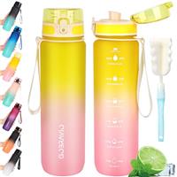 Gobravio Water Bottle 1L BPA Free Sports Drink Bottle Dishwasher Safe Canteen Bottle Leakproof Motivational Water Bottle with Time Markings