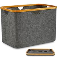 DOKRVLOQ Foldable Laundry Basket, Grey Bamboo Fabric Storage Basket, Set of 2, Ideal as Foldable Storage Boxes, Basket Storage, Laundry Hamper, Storage Boxes, Baskets for Shelf