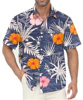 Gavliuu Hawaiian Shirt for Men - Men's Hawaiian Button Down Shirts Floral Shirts Printed Casual Short Sleeves