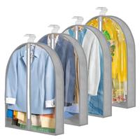 4 Pack Garment Bags, Clothes Covers with Widened Gusseted, Transparent Clothes Covers Protector Bags with Zip Suit Covers Garment Bags for Hanging Clothes