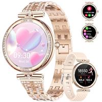 FEELNEVER Women's Smart Watch with Bluetooth Calling, 1.19 Inch Smart Watch with Sleep Monitoring Heart Rate Pedometer Calories 123 Sports Modes, IP68 Waterproof,FV4
