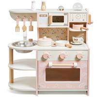 Toddler Play Kitchen, Wooden Toys Kids Kitchen Playset with Coffee Maker Play Food Kitchen Accessories Cooking Set,Gift for Girls and Boys Age 3 4 5 6