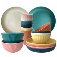 Camping Plates, Unbreakable Dinner Sets for 6, 18 Pcs Plastic Picnic Set for Party, Home & Picnic, Lightweight Microwave & Dishwasher Safe Camping Cutlery for Kids and Elderly