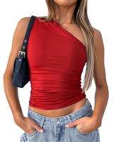 LACOZY Women's Short Sleeve Ruffle Shirts Sleeveless Tops Kn