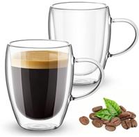 Ulrikco 350ML Double Walled Glass Coffee Mugs, Clear, Double Insulated, Minimalist, Formal, Reusable, 350ML, Coffee Cup, Mug, Cup
