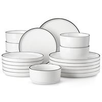 MALACASA 18 Pieces Dinner Sets for 6 People, Modern Ceramic Dinnerware Set for 6, Stoneware Plates and Bowls Sets, Dishwasher & Microwave Safe Plates and Bowls Set for 6, Grey, Series Tara