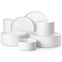 MALACASA 18 Pieces Dinner Sets for 6 People, Modern Ceramic Dinnerware Set for 6, Stoneware Plates and Bowls Sets, Dishwasher & Microwave Safe Plates and Bowls Set for 6, Grey, Series Tara