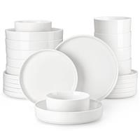MALACASA 18 Pieces Dinner Sets for 6 People, Modern Ceramic Dinnerware Set for 6, Stoneware Plates and Bowls Sets, Dishwasher & Microwave Safe Plates and Bowls Set for 6, Grey, Series Tara