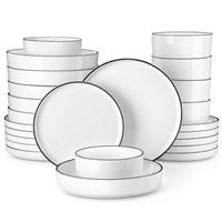 MALACASA 18 Pieces Dinner Sets for 6 People, Modern Ceramic Dinnerware Set for 6, Stoneware Plates and Bowls Sets, Dishwasher & Microwave Safe Plates and Bowls Set for 6, Grey, Series Tara