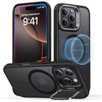 ESR for iPhone 15 Case, MagSafe Silicone Case with Stand, Military-Grade Protection, Built-In Camera Stash Stand, Magnetic Phone Case for iPhone 15 Pro Max, Cloud Series, Black