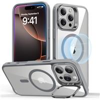 ESR for iPhone 15 Case, MagSafe Silicone Case with Stand, Military-Grade Protection, Built-In Camera Stash Stand, Magnetic Phone Case for iPhone 15 Pro Max, Cloud Series, Black