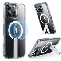 ESR for iPhone 15 Plus Case, Metal Kickstand Case, 3 Stand Modes, Military-Grade Drop Protection, Supports Wireless Charging, Slim Back Cover with Patented Kickstand, Boost Series, Black