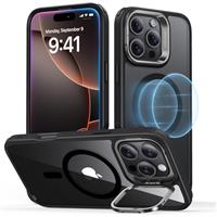 ESR for iPhone 15 Case, MagSafe Silicone Case with Stand, Military-Grade Protection, Built-In Camera Stash Stand, Magnetic Phone Case for iPhone 15 Pro Max, Cloud Series, Black