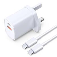 iPhone 15 & Samsung Super Fast 45W USB C Charger - Dual Port with 1.8M USB C Cable