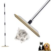 Carpet Rake for Pet Hair Removal with 60 Long Handle, Lint Scraper for Couch Rug, Dog Cat Hair Remover Brush Tool, Reusable Fur Broom for Car Furniture Mats Stairs
