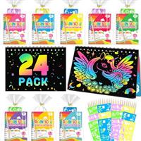 LIKYMO Party Bag Fillers for Kids - Scratch Art Party Bag Fillers, Arts and Crafts Rainbow Scratch Notebooks Gifts age 4-9 Birthday Classroom Gifts for Boys Girls