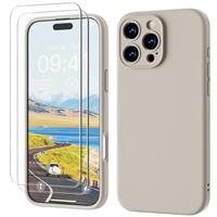 GOODVISH 3 IN 1 for iPhone 15/15 Pro/15 Pro Max/16/16 Pro/16 Pro Max/16e Case, Upgraded Camera Protection, 2X HD Screen Protector, Liquid Silicone Anti-Scratch Shockproof Anti-Fingerprint Phone Case