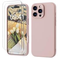 GOODVISH 3 IN 1 for iPhone 15/15 Pro/15 Pro Max/16/16 Pro/16 Pro Max/16e Case, Upgraded Camera Protection, 2X HD Screen Protector, Liquid Silicone Anti-Scratch Shockproof Anti-Fingerprint Phone Case