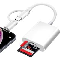 [Apple MFi Certified] SD Card Reader for iPhone, Lightning & USB C Memory Card Reader Support SD/Micro SD/SDHC/SDXC/MMC, Trail Camera Viewer SD Card Adapter for iPhone 15/16/iPad/MacBook, Plug & Play