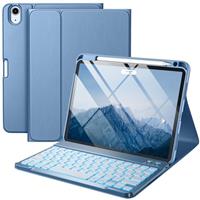 Vobafe Case with Keyboard for iPad Air 11 inch 2025 2024 M3 M2/iPad Air 5 4 2022 2020 10,9 inch, 7 Color Backlight Wireless Detachable Keyboard Cover with Pencil Holder, UK Layout