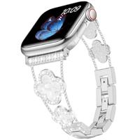 Tasikar Bling Diamond Women Straps Compatible with Apple Watch Band 49mm 46mm 45mm 44mm 42mm 41mm 40mm 38mm Ultra SE Series 10 9 8 7 6 5 4 3 2 1 Lucky Clover Dressy Replacement Bracelet