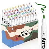 Arrtx Acrylic Marker Pen, Water Based Brush Tip Paint Markers for Stone, Glass, Easter Egg and Fabric Painting-Arts and Crafts for Adults