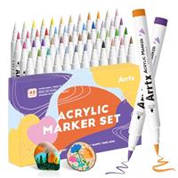 Arrtx Acrylic Marker Pen, Water Based Brush Tip Paint Markers for Stone, Glass, Easter Egg and Fabric Painting-Arts and Crafts for Adults