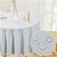 Deconovo Faux Linen Round Table Cloth for Dining Table, Water Resistant Garden Table Cover, Wipe Clean Tablecloth for Children